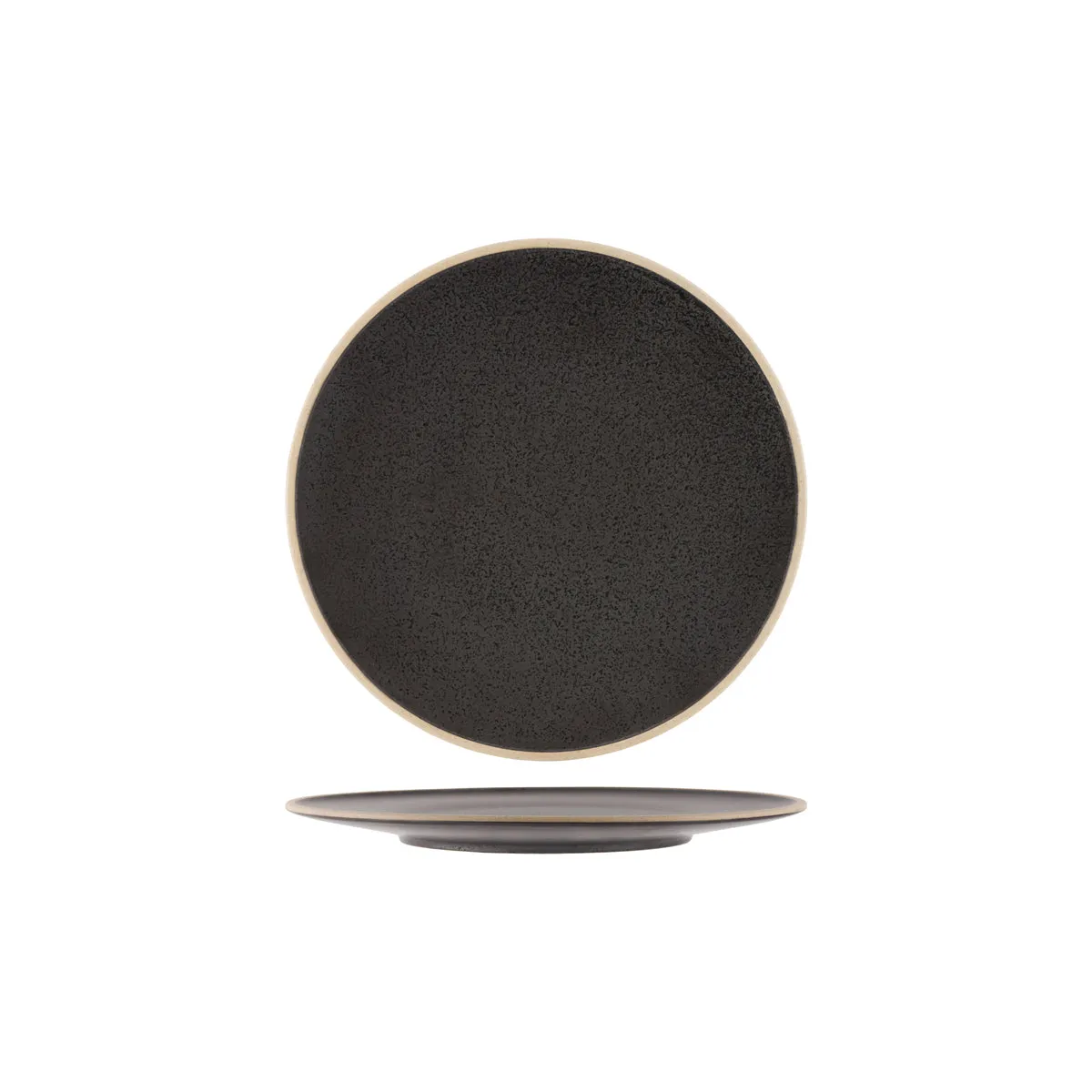 TABLEKRAFT SOHO ROUND PLATE 255x10mm SPECKLE BLACK (*908710*) = PACK OF 4 X EACHES