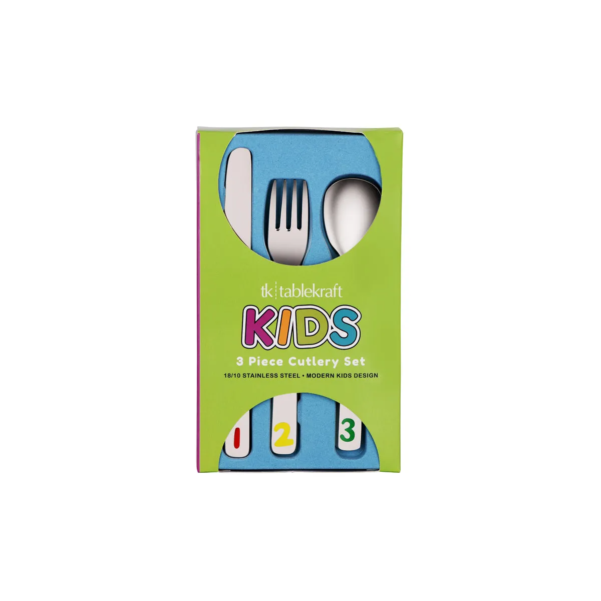 TABLEKRAFT KIDS CUTLERY SET 3pc 123 DESIGN 18/10 (*T690-5*) = 1 X SET