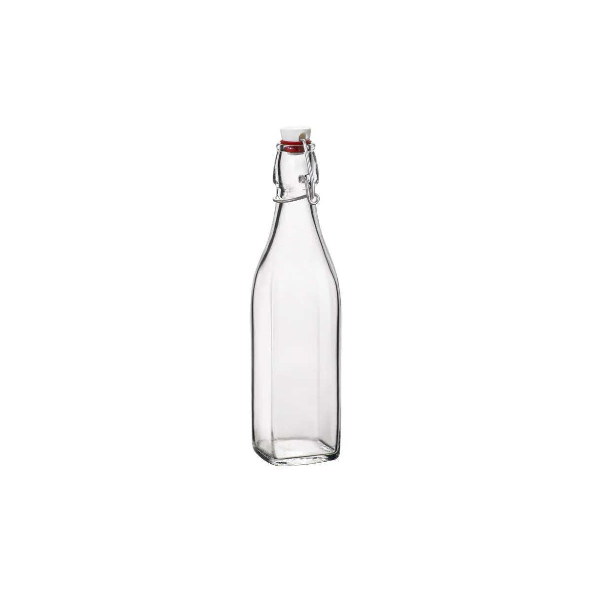 BORMIOLI ROCCO SWING BOTTLE w/WHITE TOP 0.5lt CLEAR (3.14740 (*330-099*) = PACK OF 12 X EACHES
