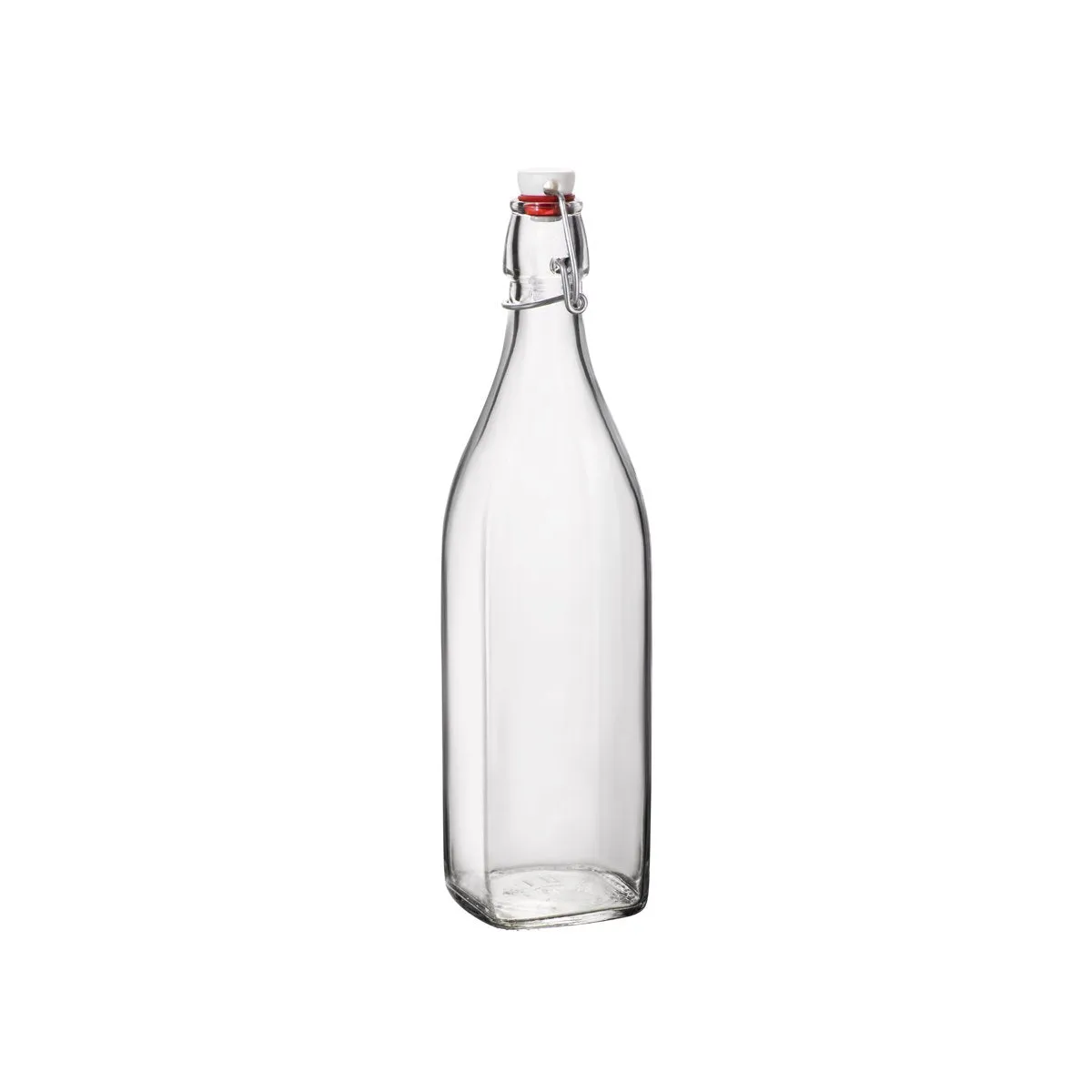 BORMIOLI ROCCO SWING BOTTLE w/WHITE TOP 1.0lt CLEAR (3.14720 (*330-100*) = PACK OF 6 X EACHES