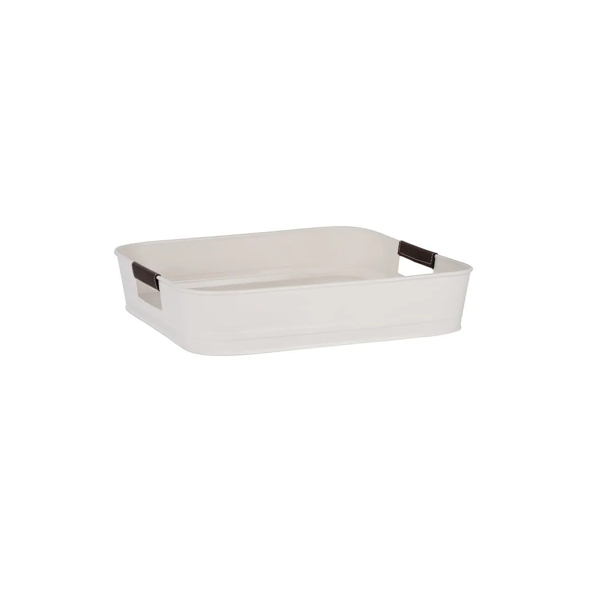 CONEY ISL-GALVANISED CREME P/C SQUARE TRAY LTHR HDL 365x75mm (*78830*) = PACK OF 6 X EACHES