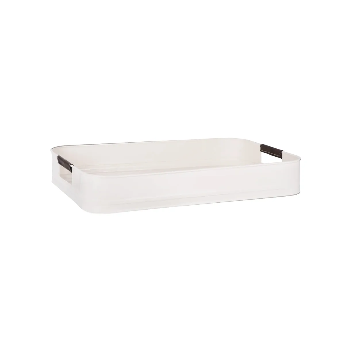 CONEY ISL-GALVANISED CREME P/C RECT TRAY LTHR HDL 485x335x75 (*78834*) = PACK OF 6 X EACHES