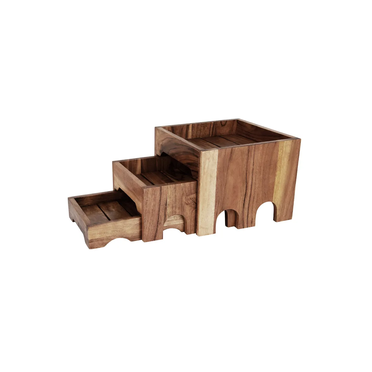 CHEF INOX SERVE 3-TIER NESTING BUFFET RISER SET ACACIA (*04774*) =  1 X SET