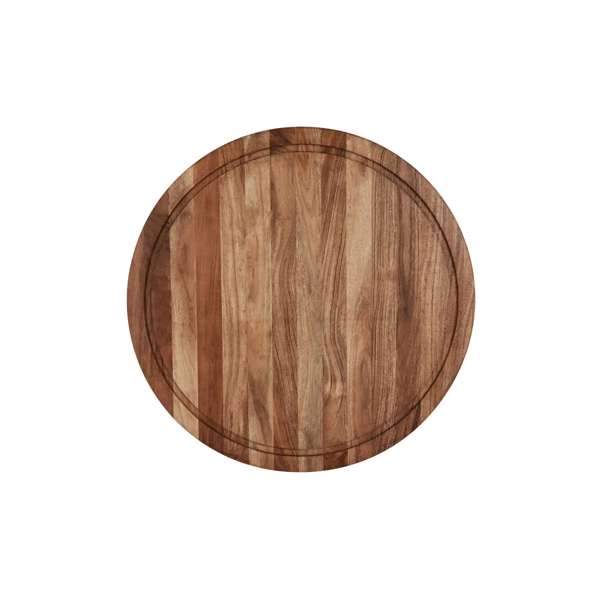 CHEF INOX SERVE RND BUTCHERS BLOCK ACACIA w/INLAY&HDL 530mm (*04783*) = 1 X EACH