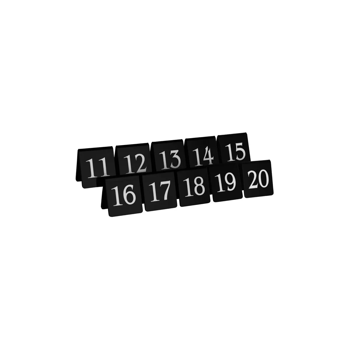 CHEF INOX TABLE NUMBER SET WHITE ON BLACK 75X55mm 11-20 (*08360BS1*) = 1 X SET