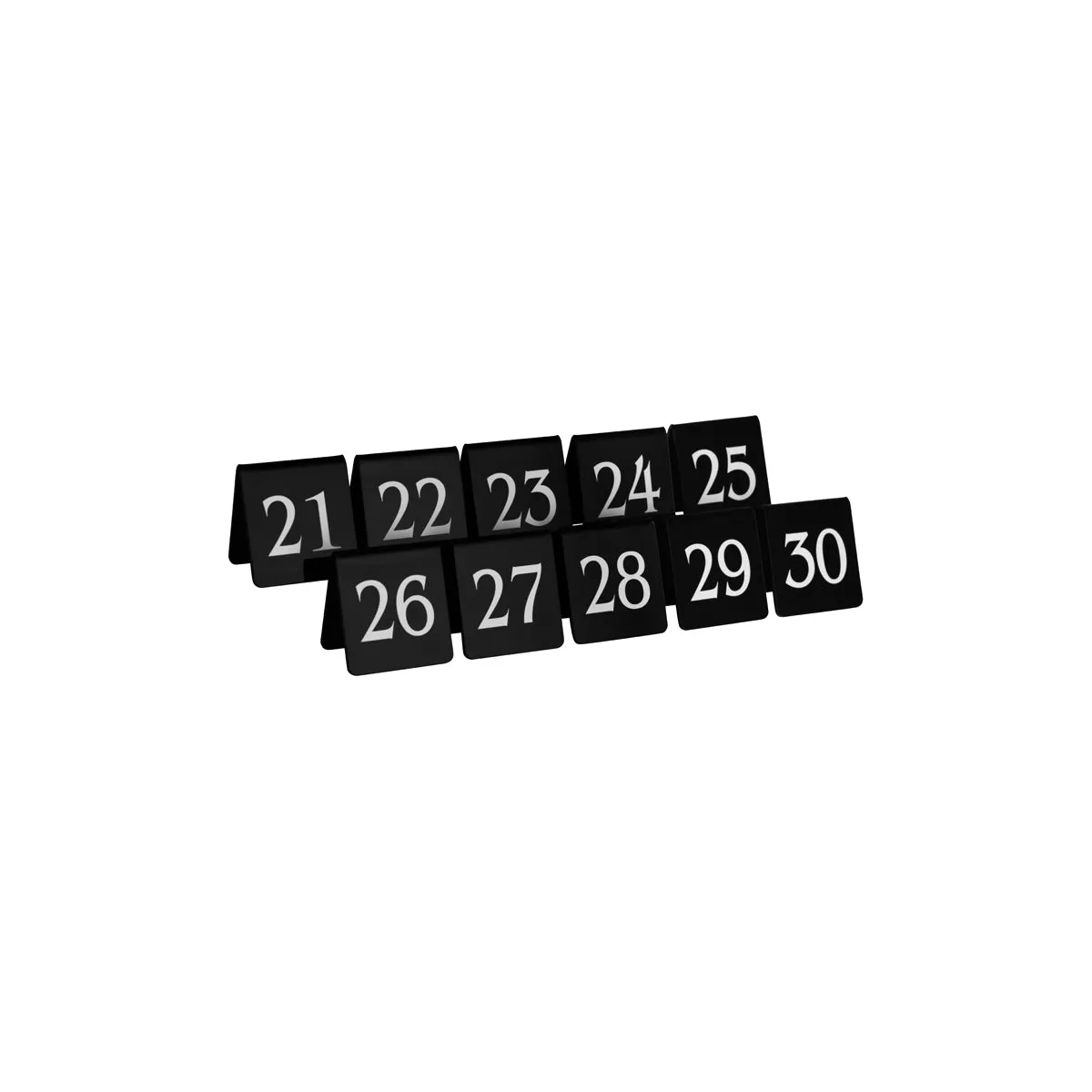 CHEF INOX TABLE NUMBER SET WHITE ON BLACK 75X55mm 21-30 (*08360BS2*) = 1 X SET