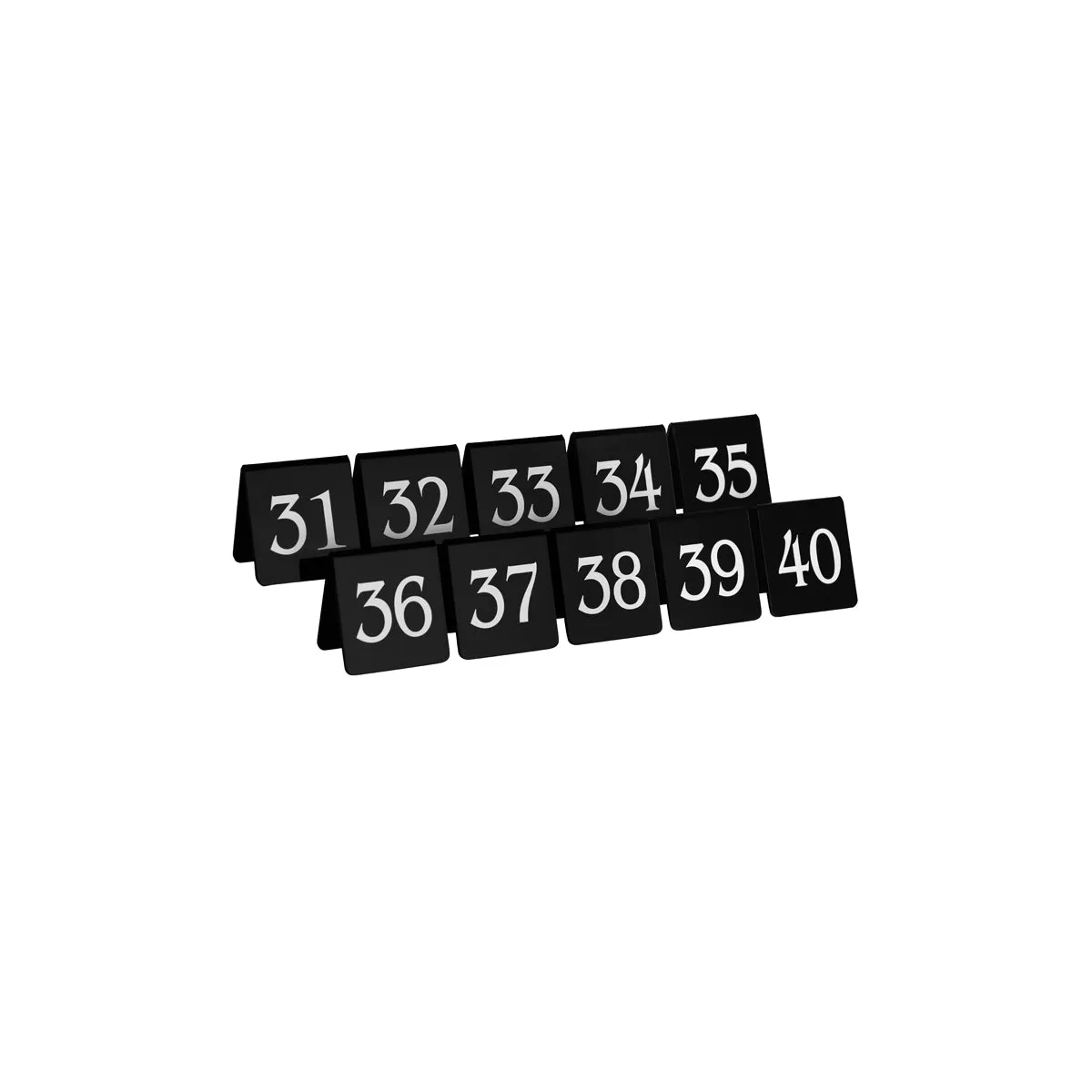 CHEF INOX TABLE NUMBER SET WHITE ON BLACK 75X55mm 31-40 (*08360BS3*) = 1 X SET