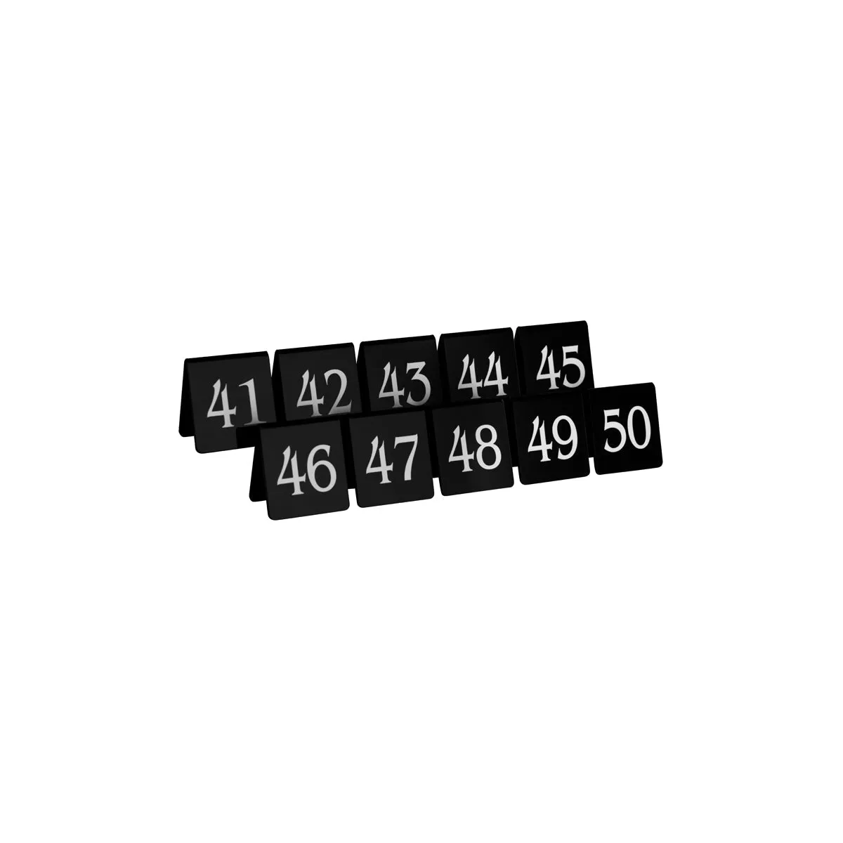 CHEF INOX TABLE NUMBER SET WHITE ON BLACK 75X55mm 41-50 (*08360BS4*) = 1 X SET
