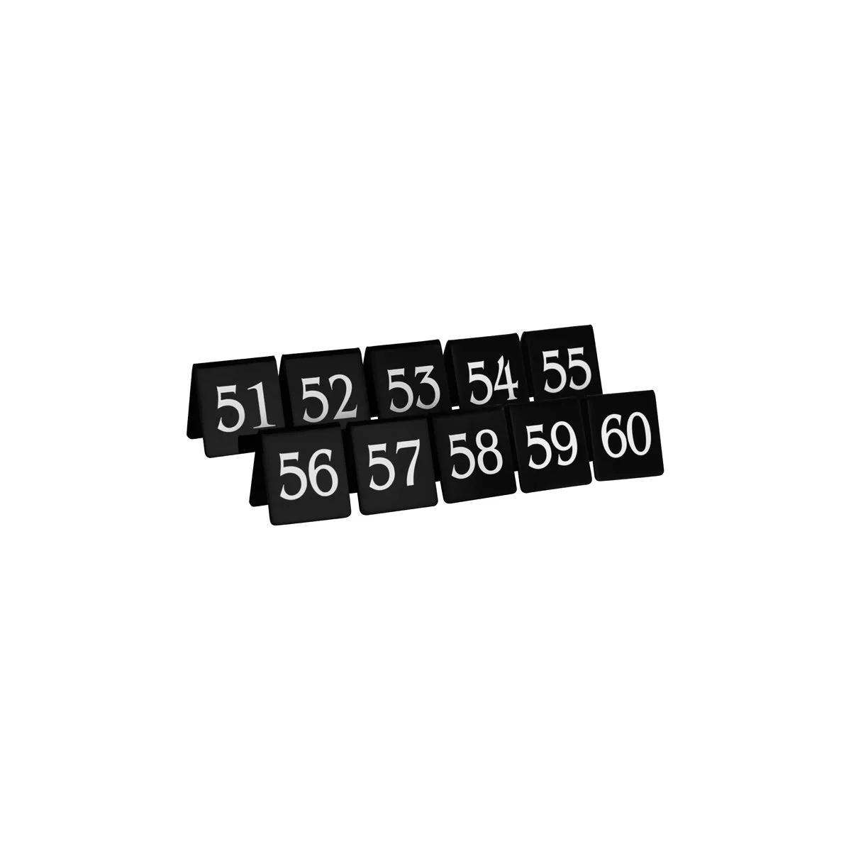 CHEF INOX TABLE NUMBER SET WHITE ON BLACK 75X55mm 51-60 (*08360BS5*) = 1 X SET
