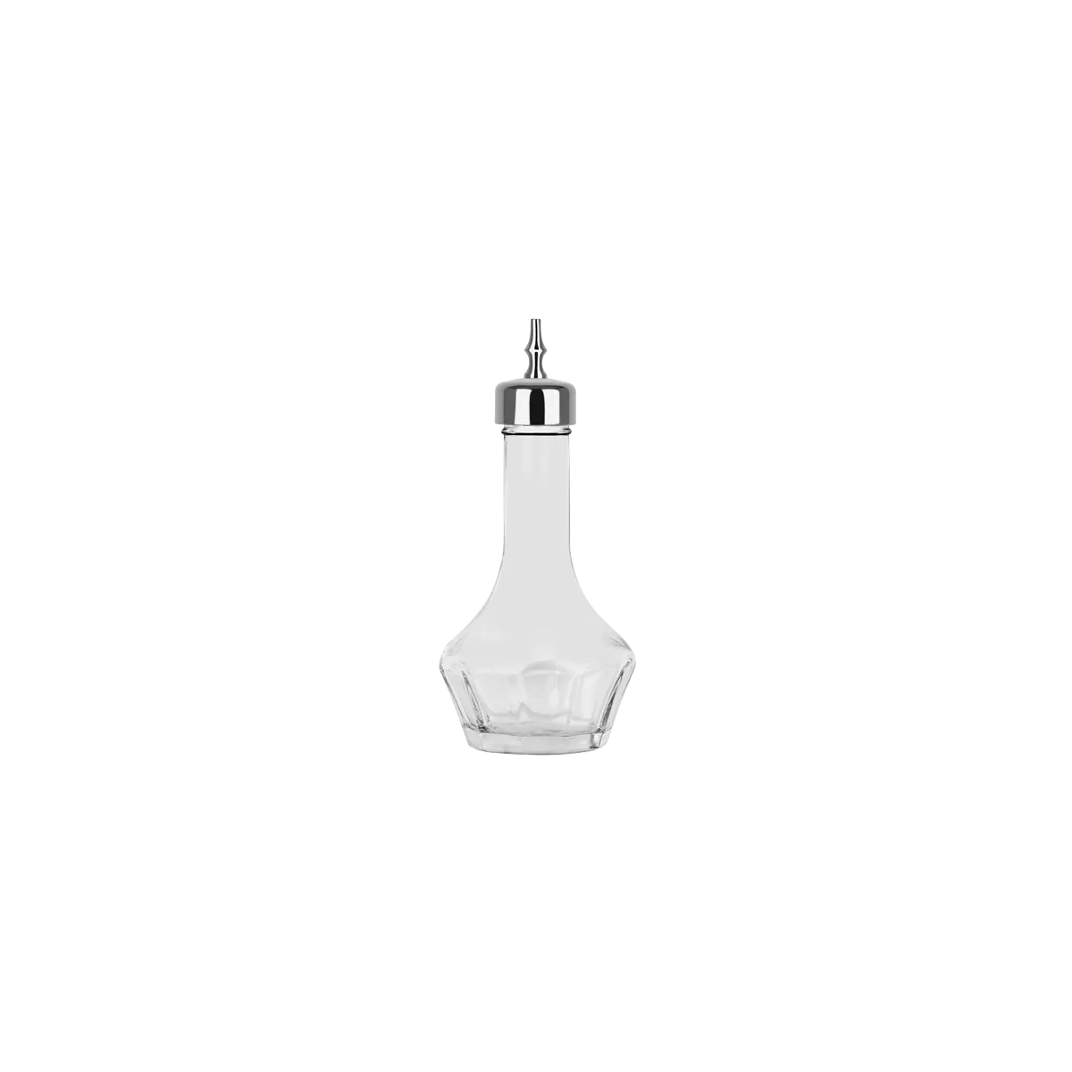 ZANZI BITTERS BOTTLE GLASS w/GUN METAL TOP 56x120mm 50ml (*Z0898*) = 1 X EACH
