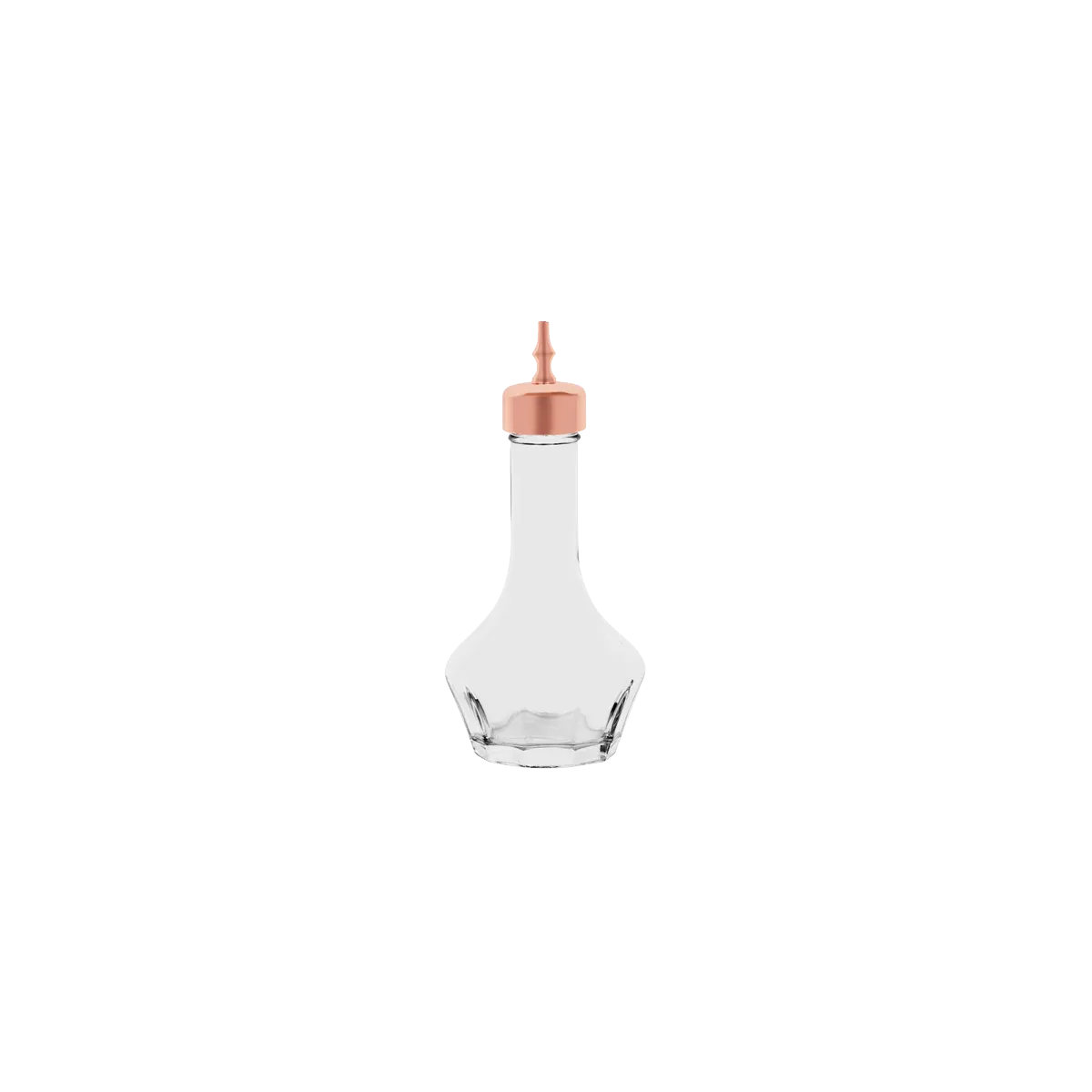 ZANZI BITTERS BOTTLE GLASS w/ROSE GOLD TOP 56x120mm 50ml (*Z0897*) = 1 X EACH