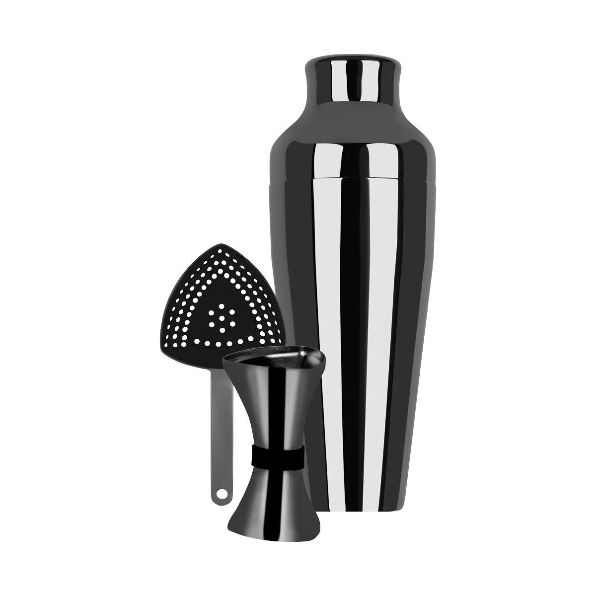 ZANZI COCKTAIL SET GUN METAL 3pc (*Z9010*) =  1 X SET