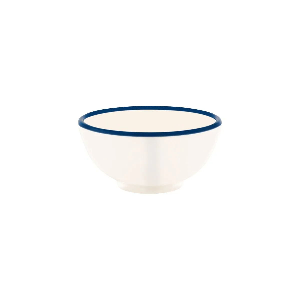 JAB VINTAGE CREAM/BLUE RIM ENAMEL LOOK ROUND BOWL 175x80mm (*49937*) = PACK OF 6 X EACHES