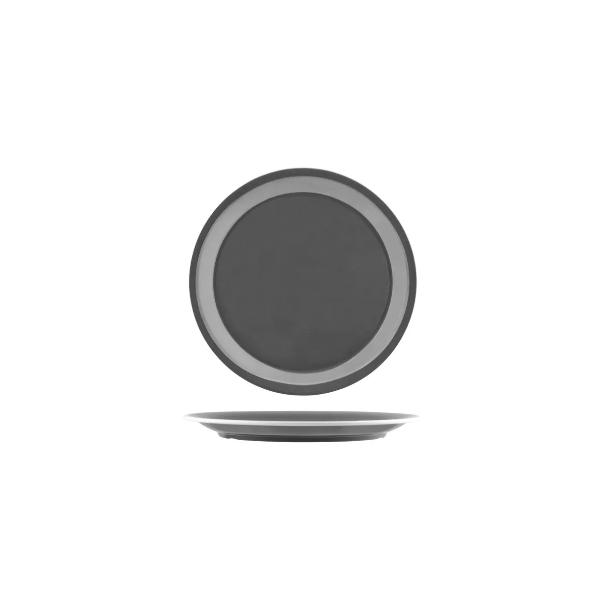 JAB VINTAGE GREY/WHITE RIM ENAMEL LOOK ROUND PLATE 190mm (*49960*) = PACK OF 24 X EACHES