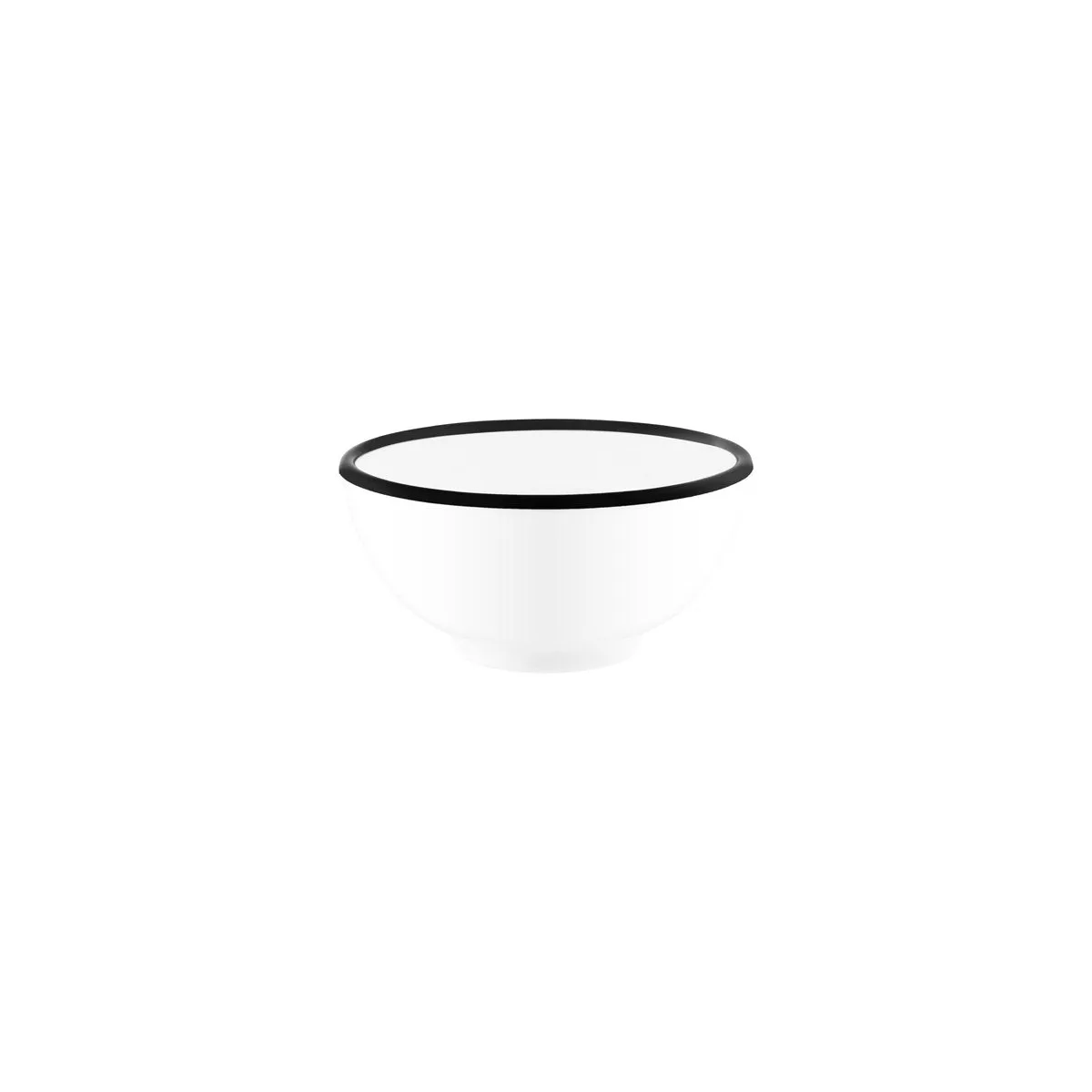JAB VINTAGE WHITE/BLACK RIM ENAMEL LOOK ROUND BOWL 150x70mm (*49956*) = PACK OF 6 X EACHES