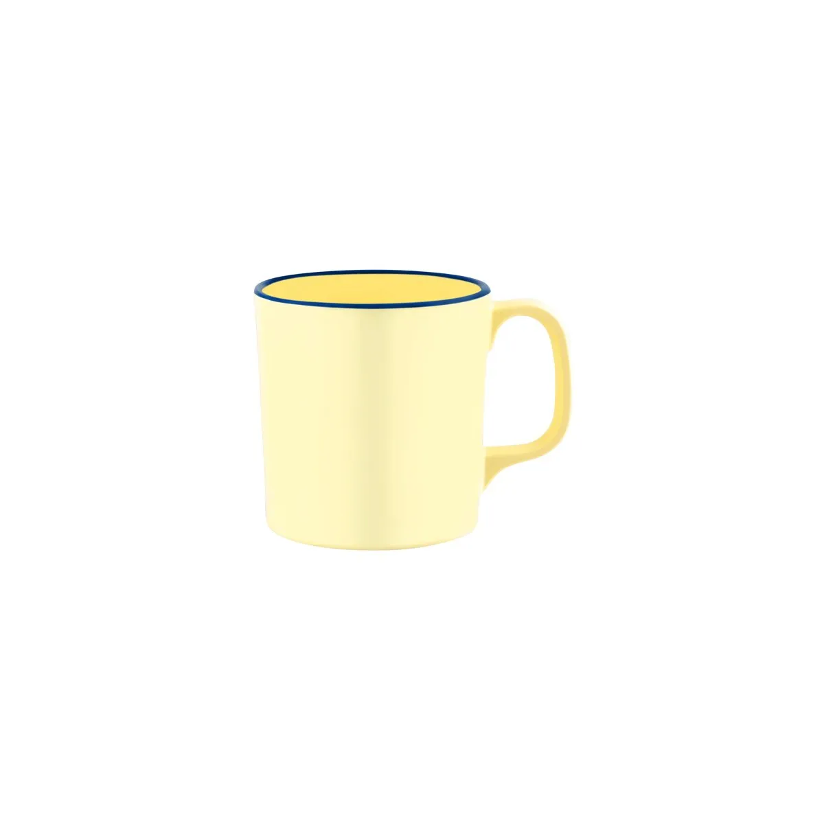 JAB VINTAGE YELLOW/BLUE RIM ENAMEL LOOK MUG 80x85mm (*49928*) = PACK OF 6 X EACHES