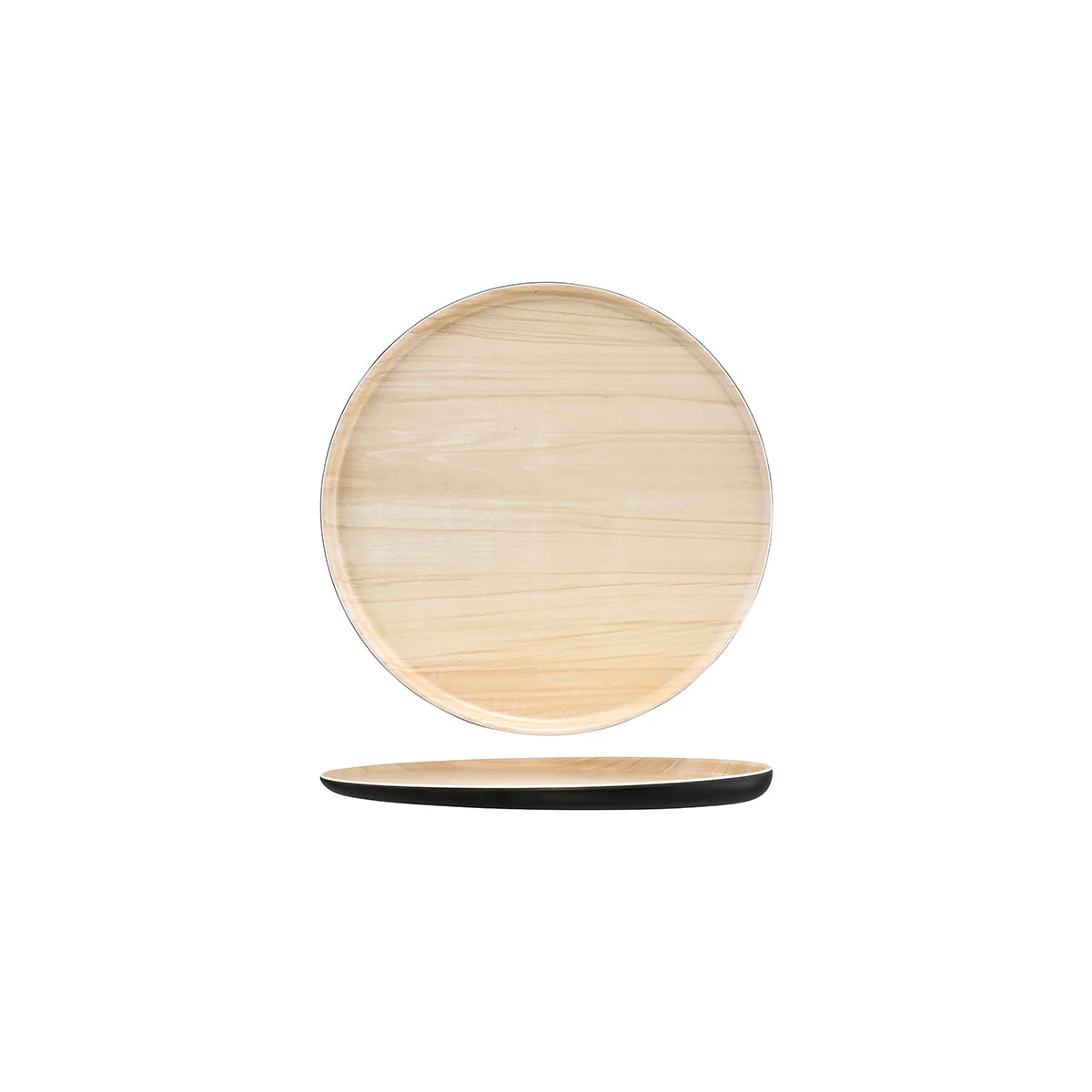 ZICCO MELAMINE ECHO ROUND PLATTER BLACK/BIRCH 227x26mm (*46558*) = PACK OF 6 X EACHES