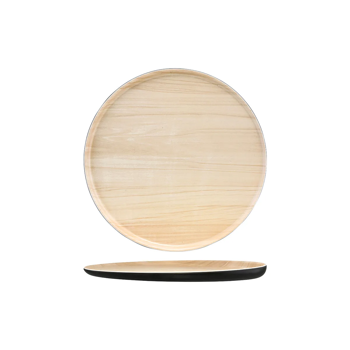 ZICCO MELAMINE ECHO ROUND PLATTER BLACK/BIRCH 329x26mm (*46562*) = PACK OF 5 X EACHES