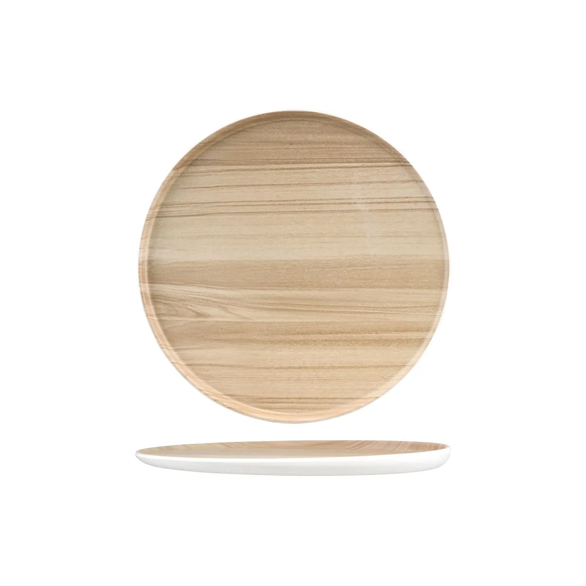 ZICCO MELAMINE ECHO ROUND PLATTER WHITE/BIRCH 329x26mm (*46563*) = PACK OF 5 X EACHES