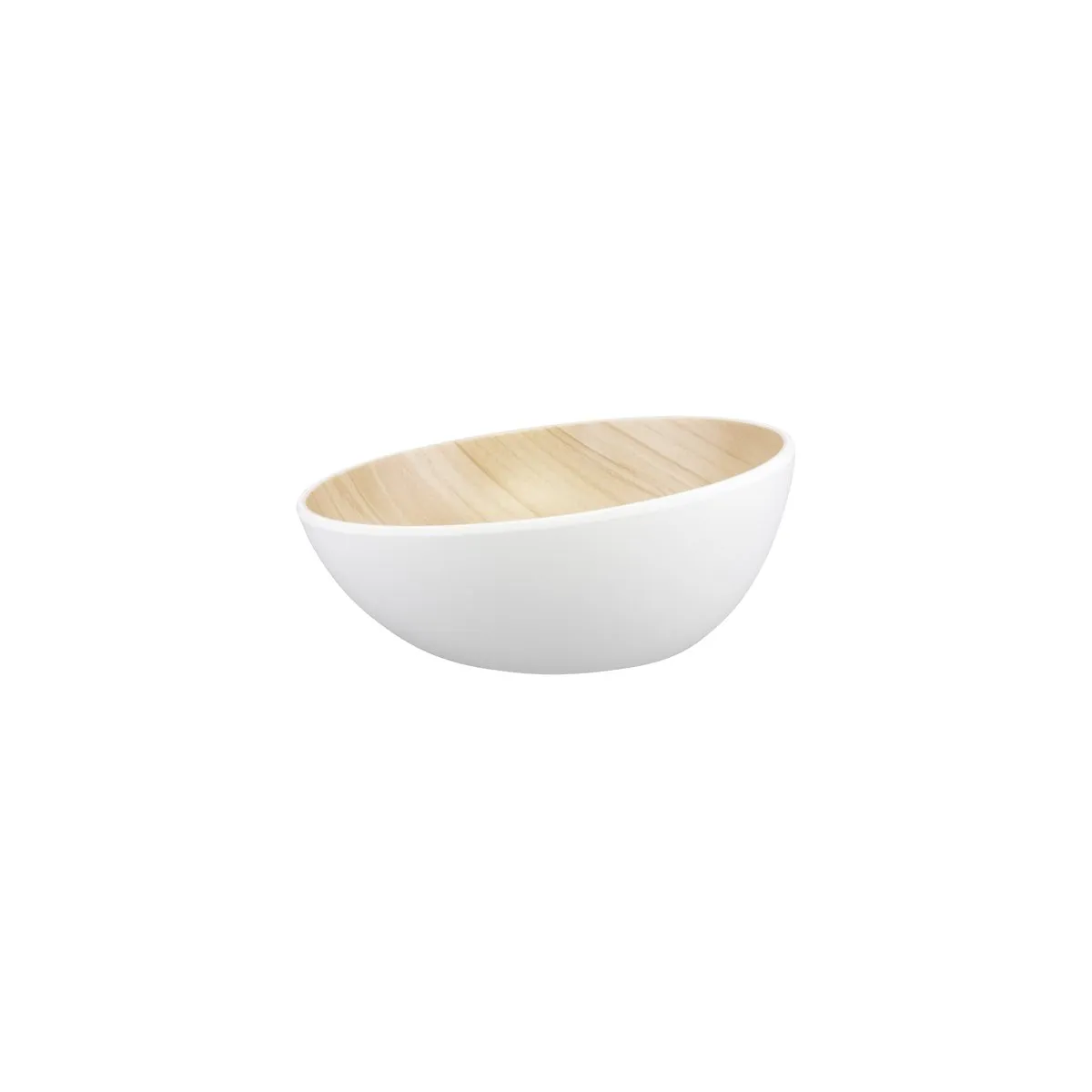 ZICCO MELAMINE ECHO ROUND BOWL WHITE/BIRCH 215x86.5mm (*46513*) = PACK OF 4 X EACHES