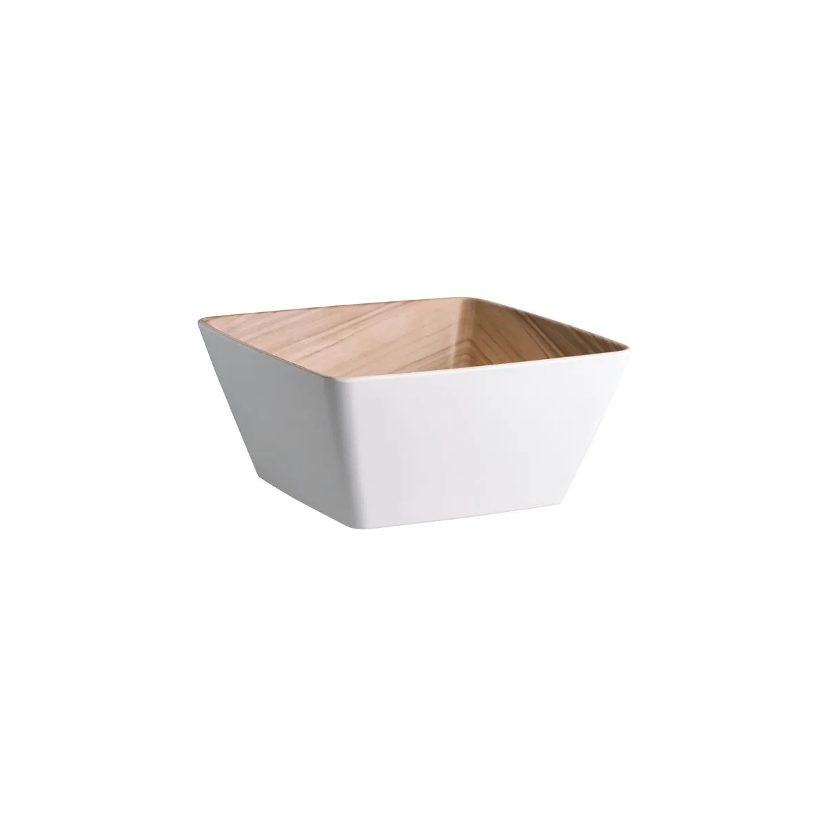 ZICCO MELAMINE ECHO WHITE/BIRCH SQUARE BOWL 250x250x120mm (*46565*) = PACK OF 6 X EACHES