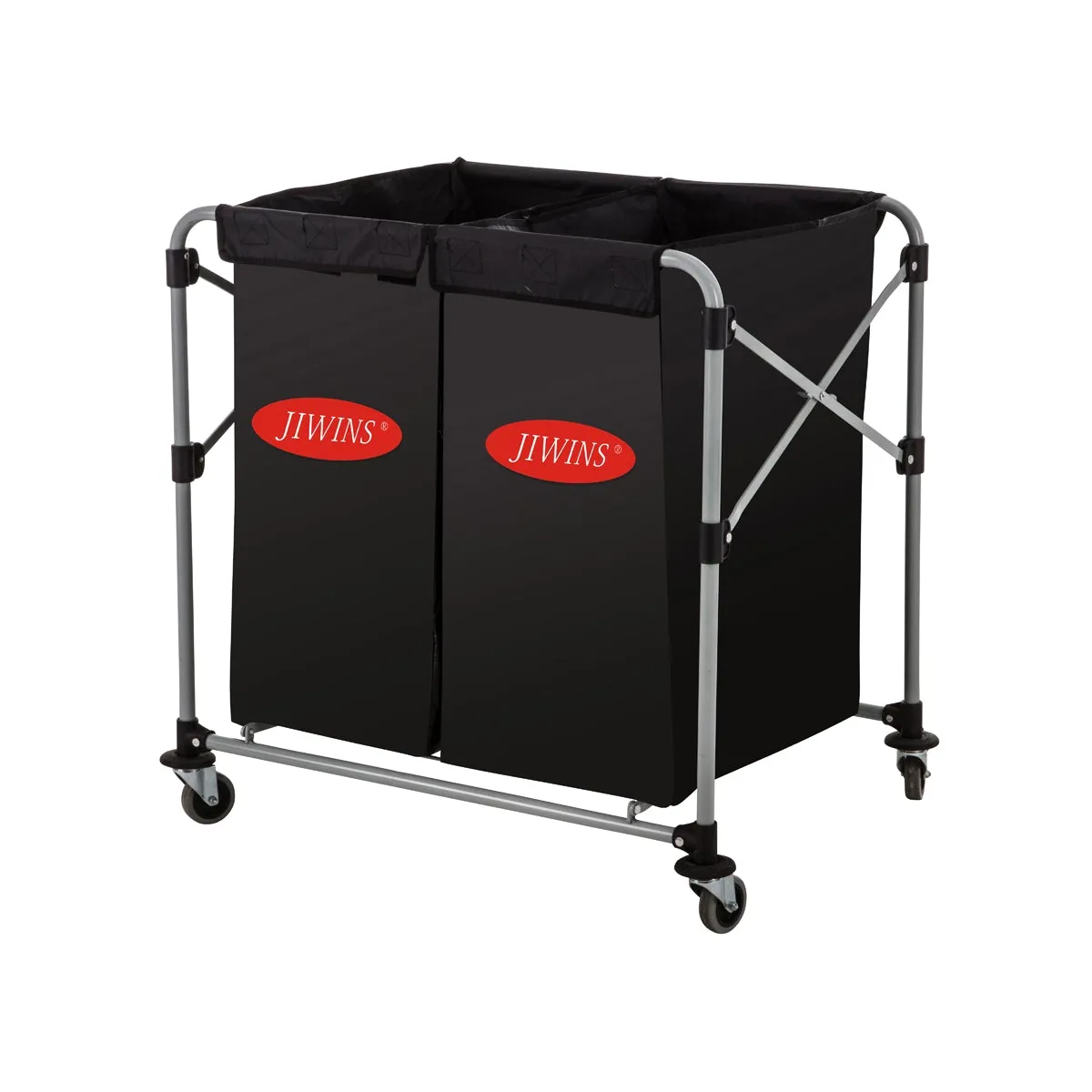 JIWINS COLLAPSIBLE LAUNDRY CART w/2x150lt VINYL BAG BLACK (*JW-XC300M*) =  1 X EACH