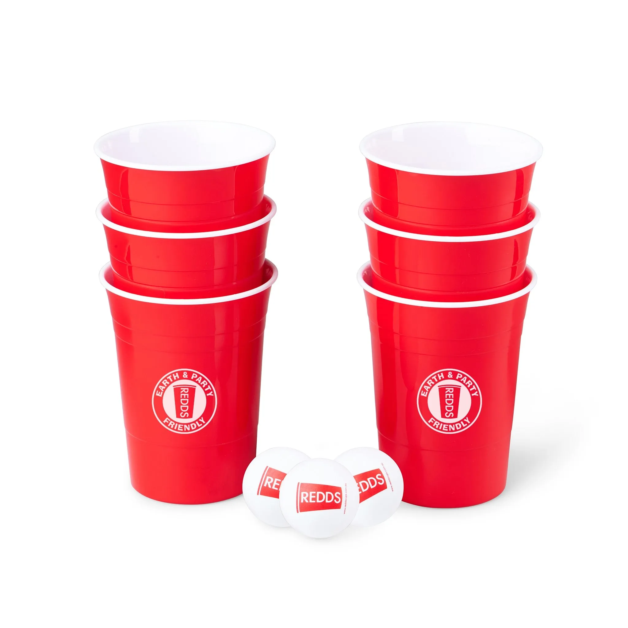 REDDS REUSABLES EDITION CUP PONG PACK (6RED CUPS+3PING PONG) (*RC-REPP425RD6-6*) = SLEEVE OF 6 X PACKETS