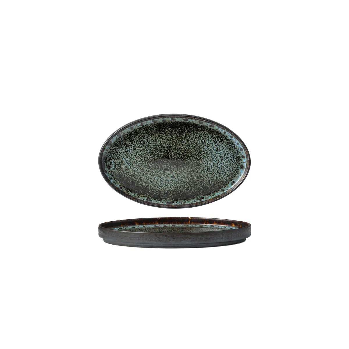 TABLEKRAFT FUSION OVAL PLATE 264x164x26mm PATINA (*902229*) = PACK OF 4 X EACHES
