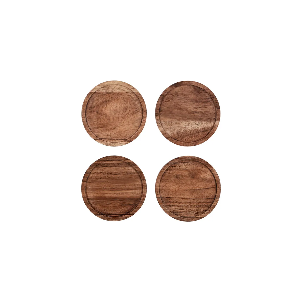 ZANZI ACACIA WOOD ROUND COASTER ( SET 4) 100x100x6mm (*Z9031*) = 1 X SET