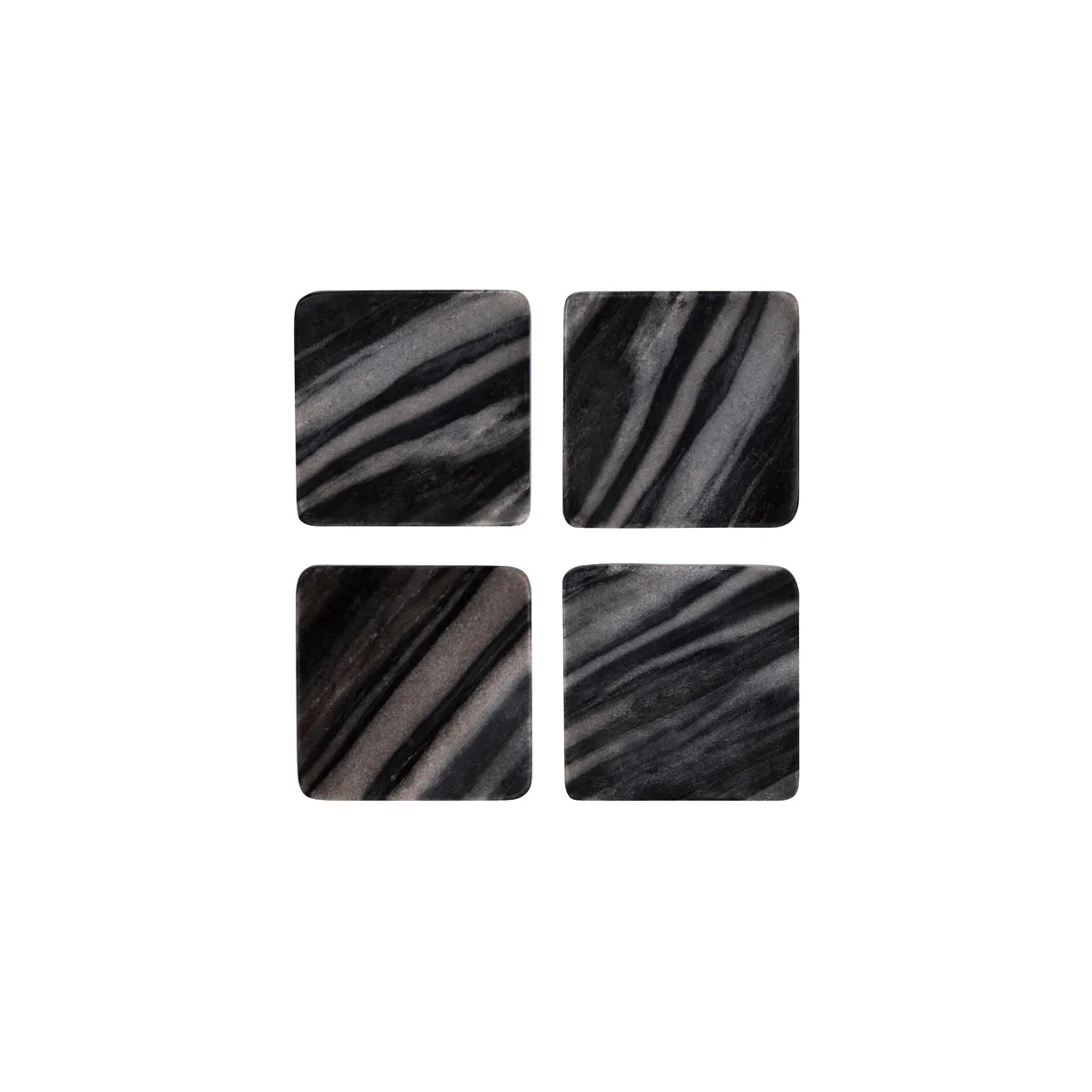 ZANZI MARBLE SQUARE COASTER ( SET 4) 90x90x6mm DARK GREY (*Z9038*) = 1 X SET