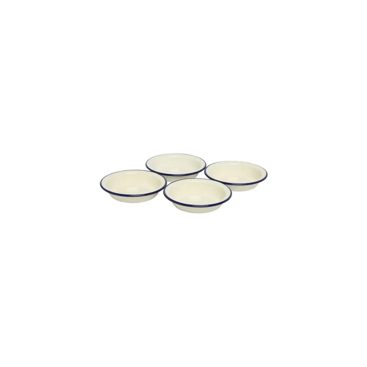 WILTSHIRE PIE DISH-ENAMEL BLUE RIM 120mm SET OF 4 (*WLT40387*) = PACK OF 4 X SETS
