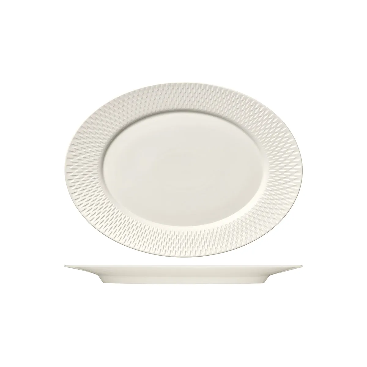 BAUSCHER PURITY OVAL PLATTER w/RIM RELIEF 330mm (*BHS6692083*) = PACK OF 6 X EACHES