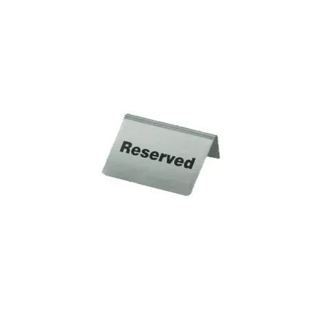 CHEF INOX TABLE SIGN "RESERVED" 100x43mm S/S PACK OF 10 (*81337*) =  1 X PACK