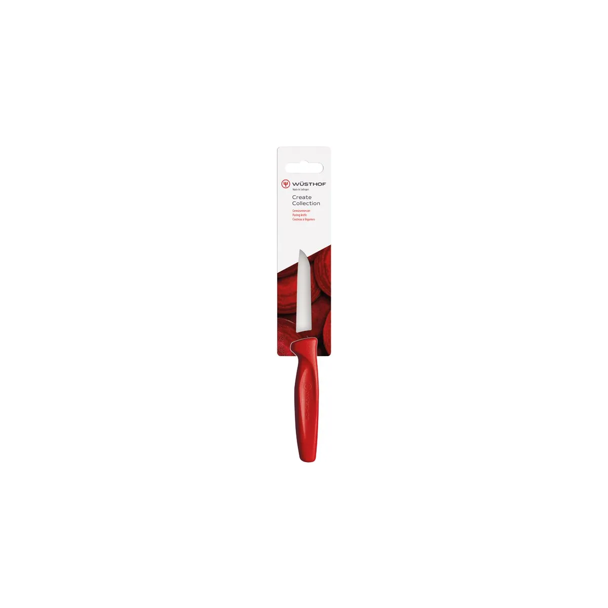 WUSTHOF CREATE B/NOSE PARING KNIFE 80mm RED H/SELL (11453023 (*28483*) = 1 X EACH