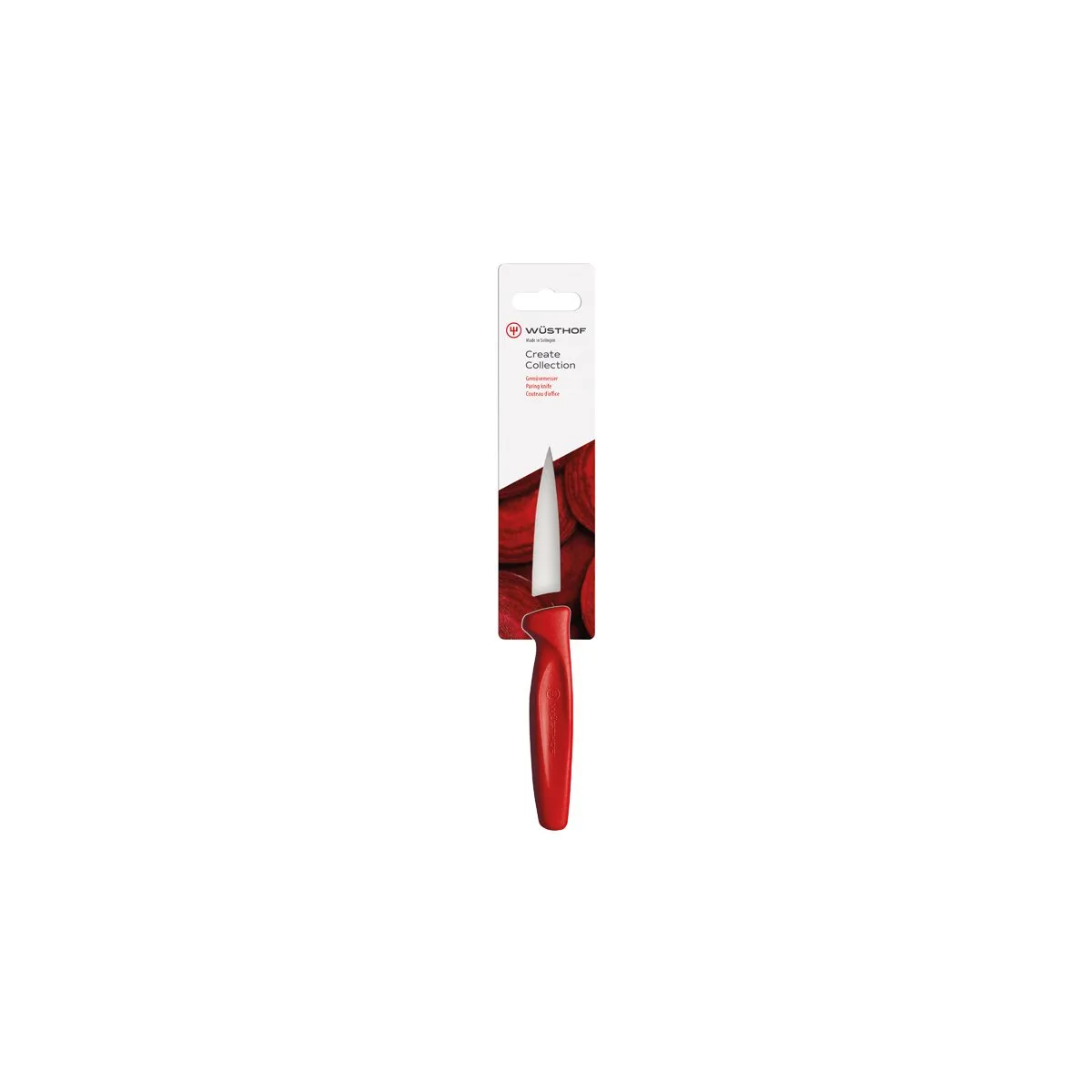 WUSTHOF CREATE PARING KNIFE 80mm RED HANGSELL (1145302208W) (*28482*) = 1 X EACH