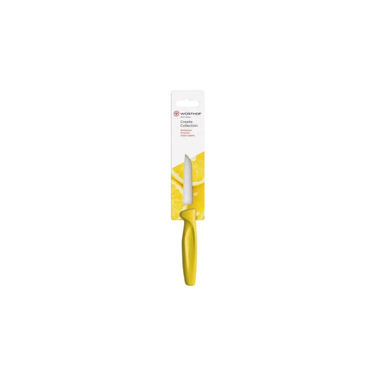 WUSTHOF CREATE B/NOSE PARING KNIFE 80mm YELLOW H/SELL (11453 (*28496*) = 1 X EACH