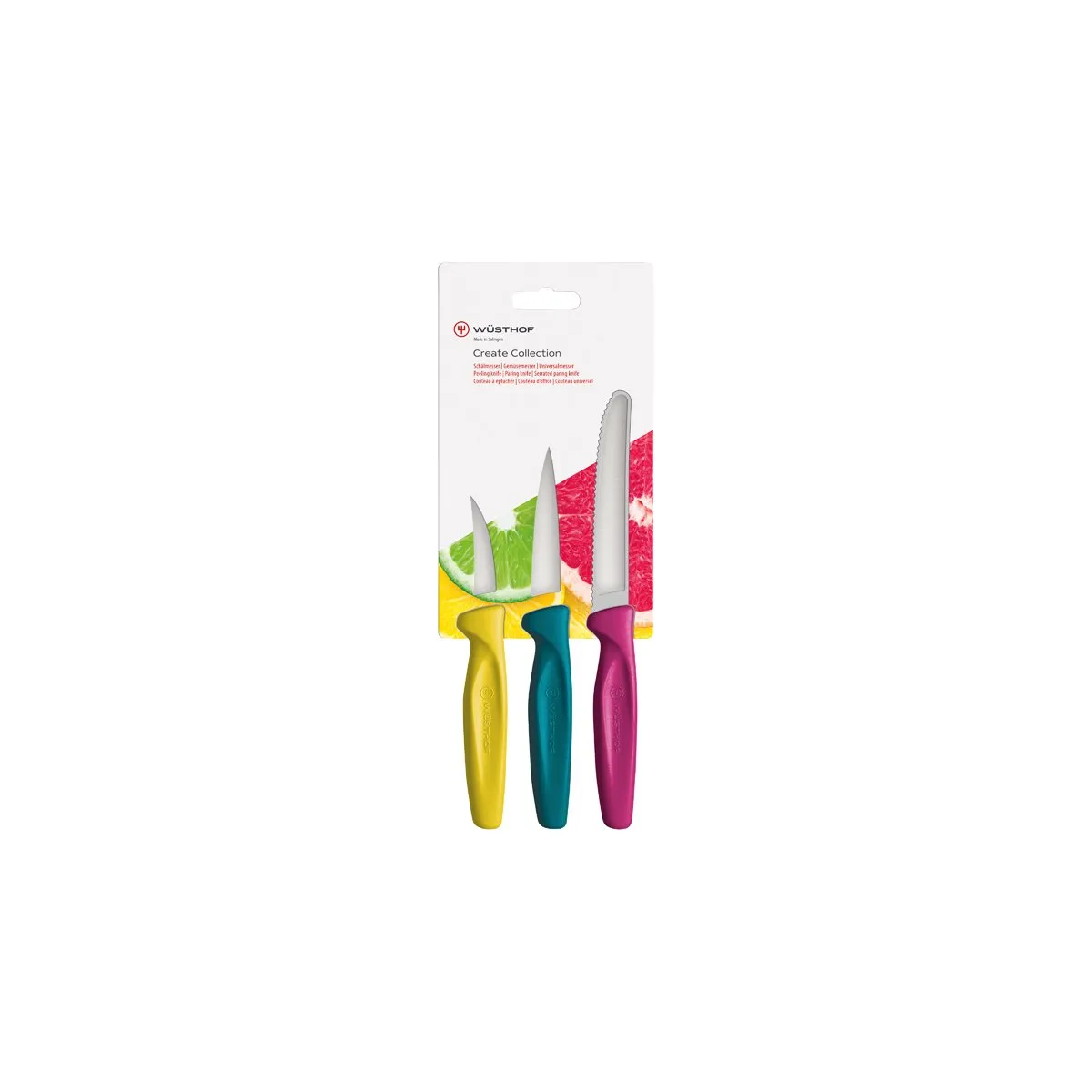 WUSTHOF CREATE PARING 3PK MULTI COLOURED H/SELL (1145370302W (*28499*) = 1 X PACK