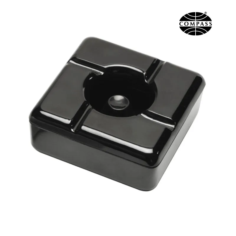 Compass Black Windless Ashtray Durable Melamine 115mmW x 115mmL x 50mmH 1500W - Each