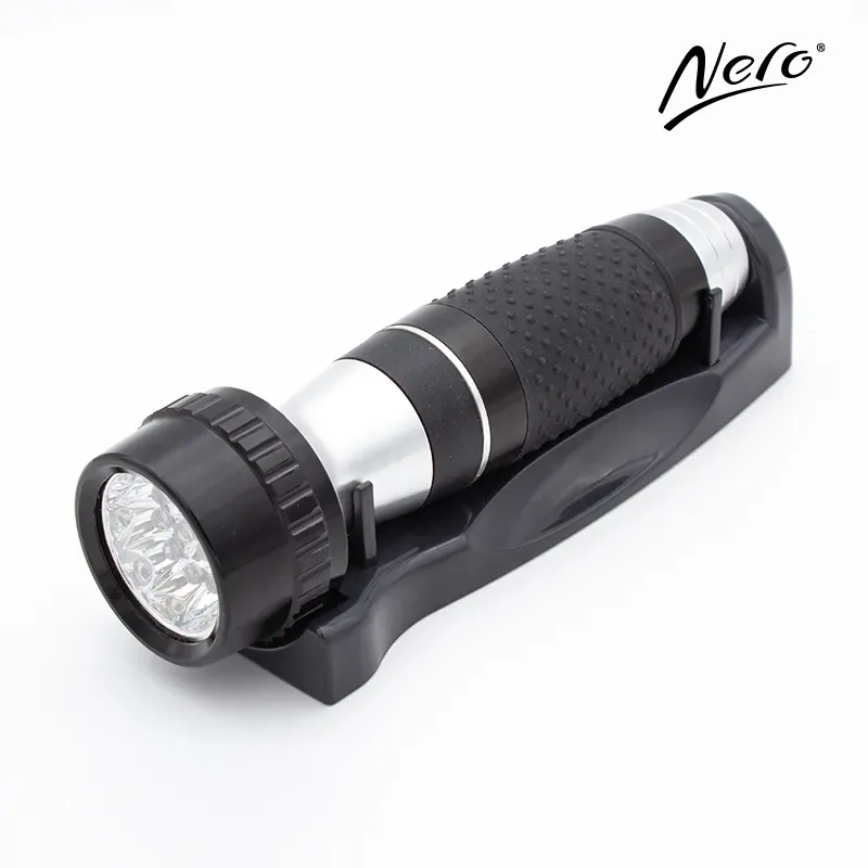 Nero Emergency Torch Aluminium with Rubber Handle and LED - Each