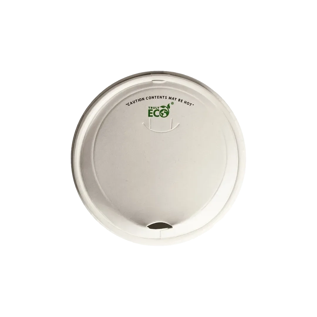 White Paper Compostable Hot Cup Sipper Lid suit 80mm Rim Hot Cups - SLEEVE=50 / BOX=1,000